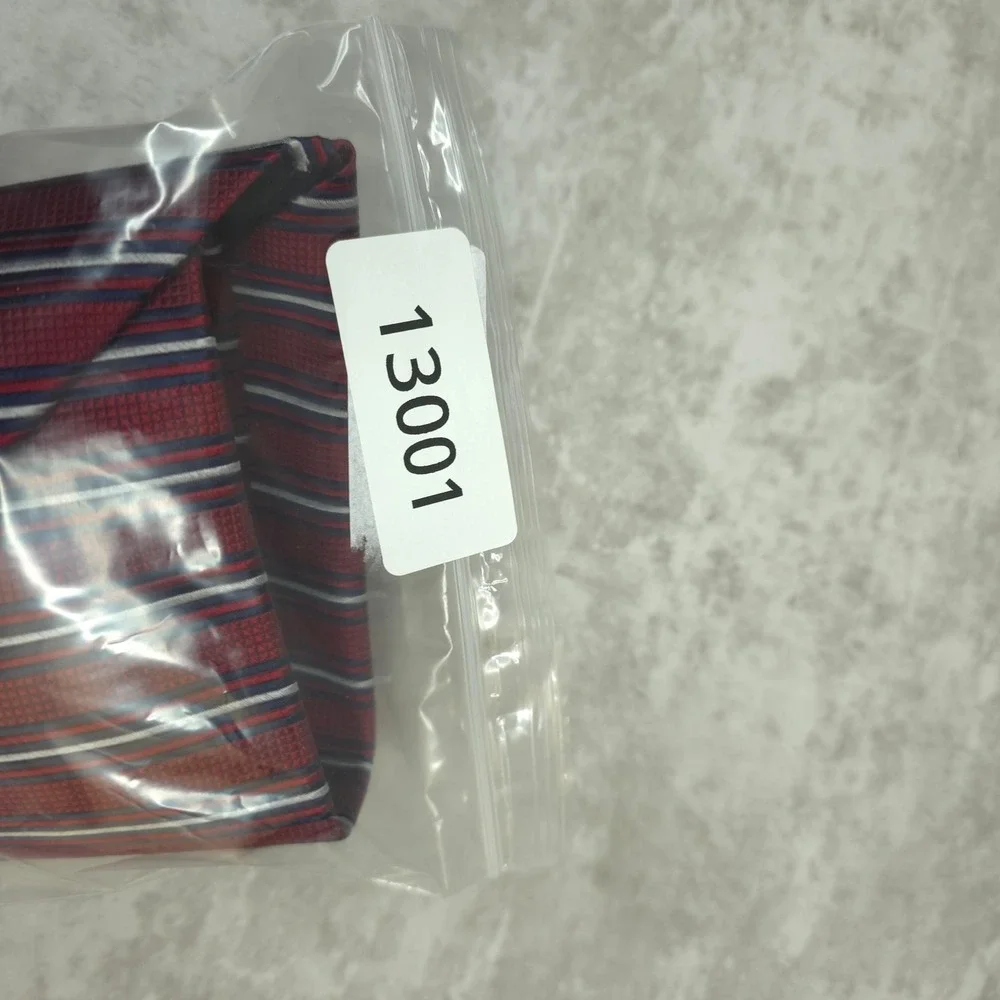Geoffrey Beene Necktie Mens Red Striped Classic Silk Business Casual